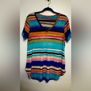 Colorful striped v-neck shirt